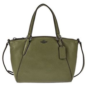 Coach Mini Kelsey Satchel In Pebble Leather Military Green